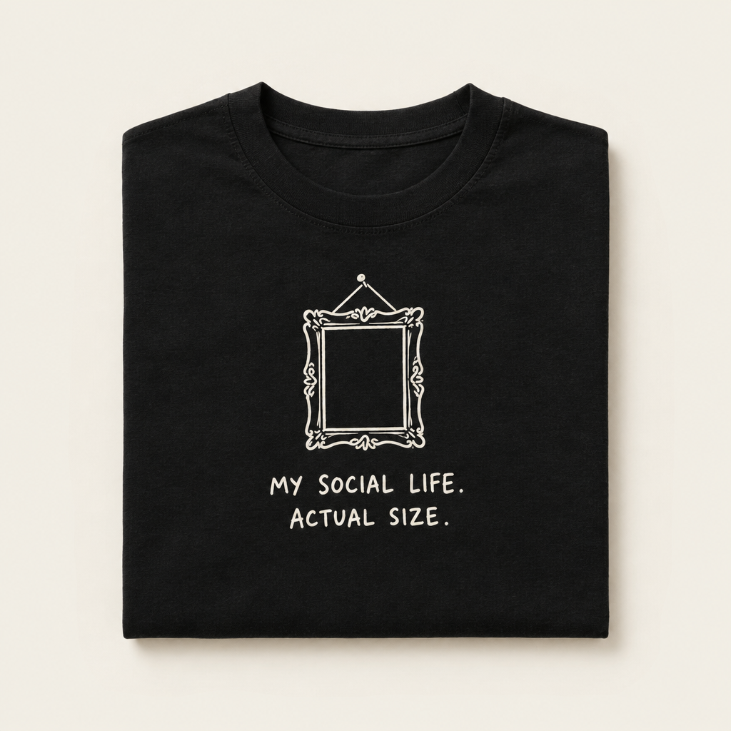 Tričko My Social Life. Actual Size. – Černá